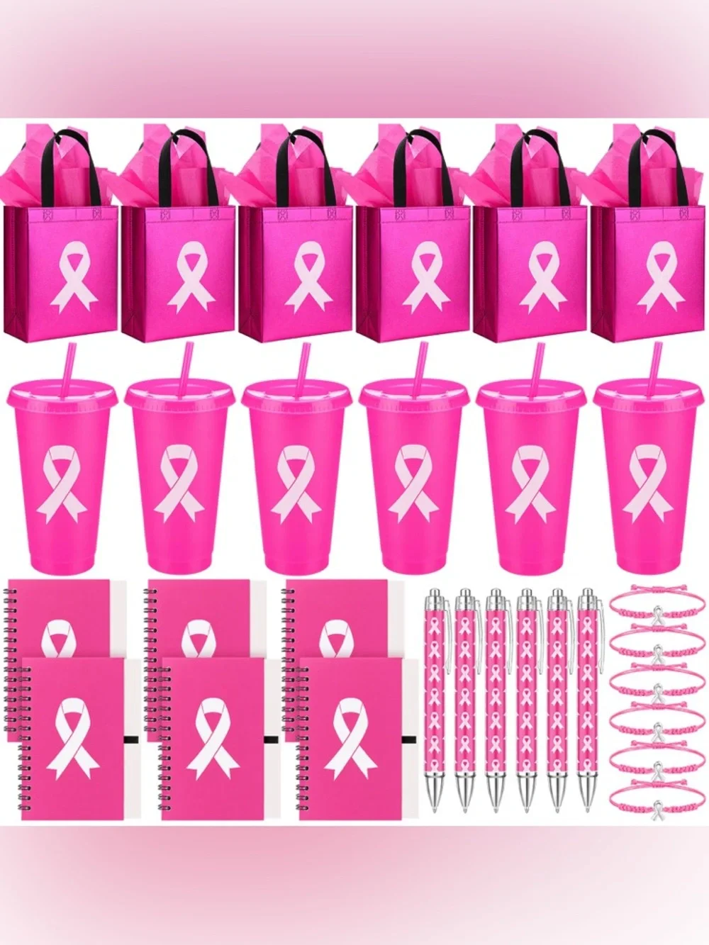 Pink Breast Cancer Awareness Party Favor Set